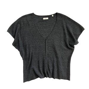 Billy Reid Vneck Short Sleeve Sweater‎ Gray Size Large Quiet Luxury Minimalist